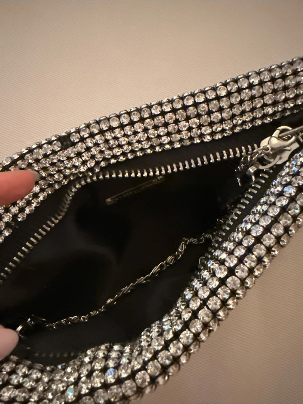 Crystal Rhinestone Silver Evening Clutch - Women